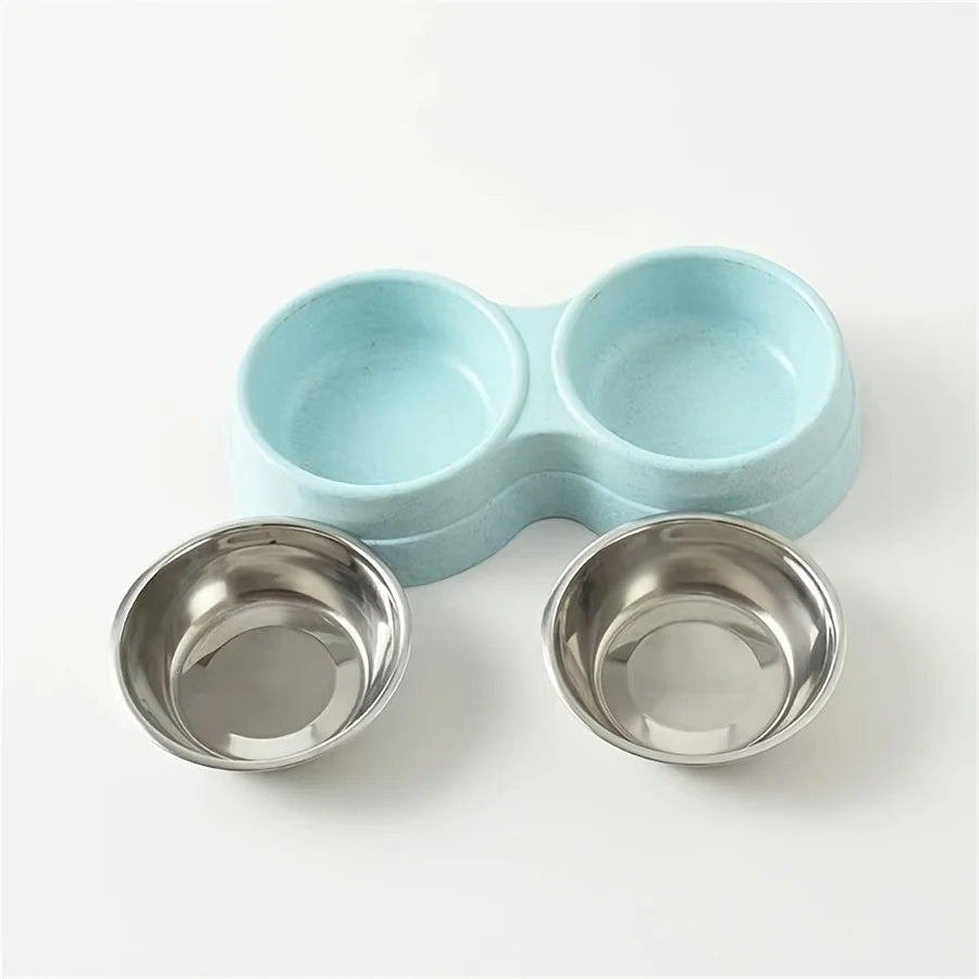 Stainless Steel Double Pet Bowls - Non-Skid Dual Food & Water Station