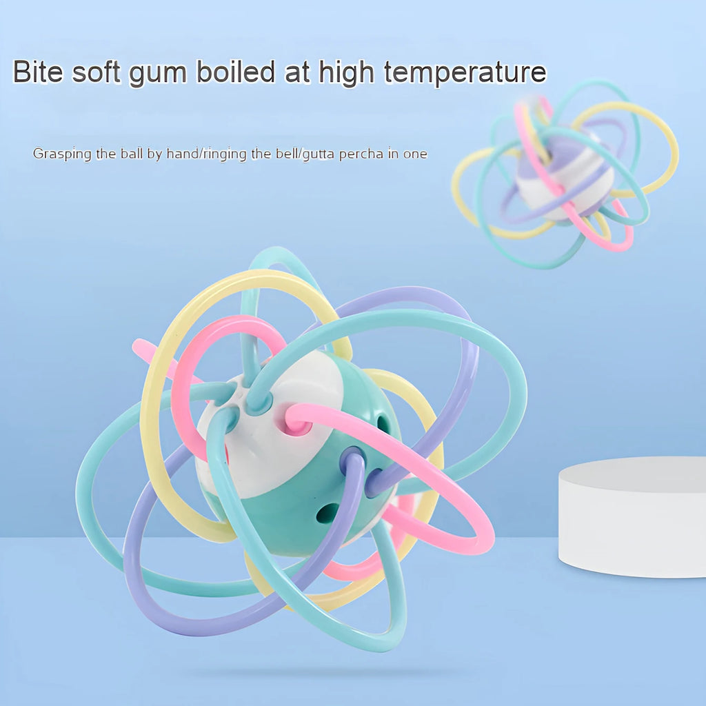 Baby toys: Manhattan ball, baby teething ball, soft rubber teething toy, hand-held ball for babies, newborn rattle - PULSE MART