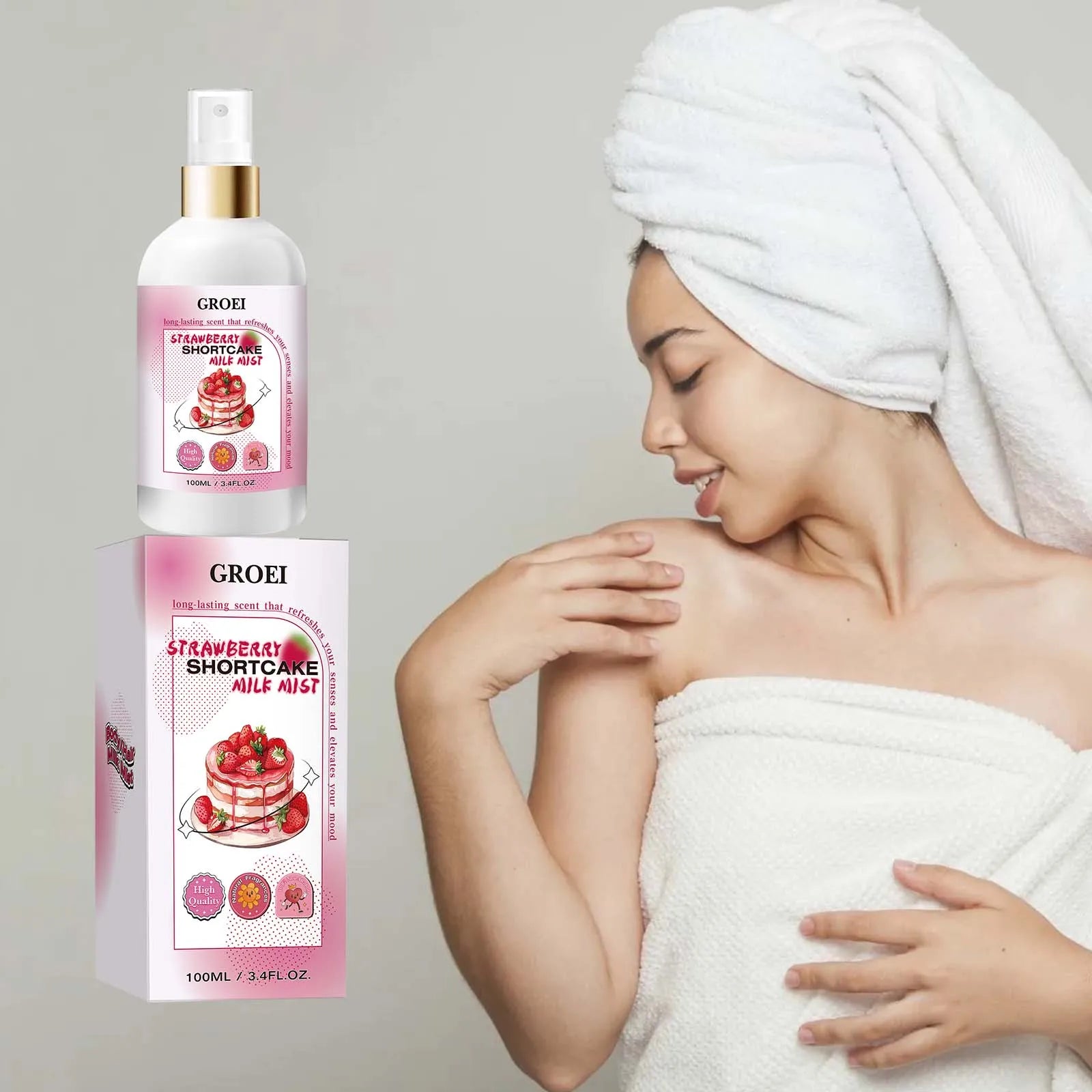 100ml Body Spray Strawberry Shortcake Milk Mist Long Moisturizing Brightening Soothing Body