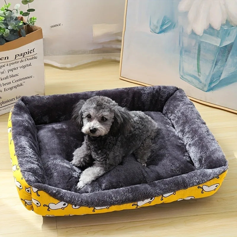 Winter Dog Bed Sofa Mat, Plush Calming Pet Basket Cushion