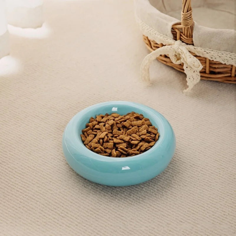 Ceramic Donut Cat Bowl – Non-Slip Anti-Tip Cat Food & Water Bowl for Cats & Small Pets