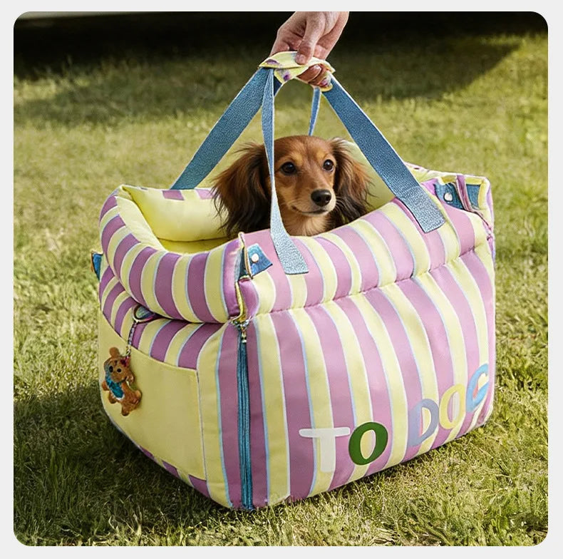 2-in-1 Pet Car Seat Carrier, Waterproof Detachable Travel Bag