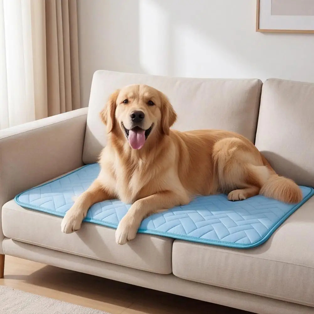 Self-Cooling Dog Mat for Large Dogs, Washable Breathable Ice Silk Bed