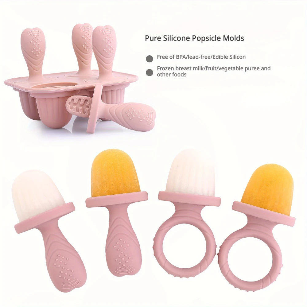 Baby Silicone Mold Set,Teething Teether,Perfect for Freezing Breast Milk, Formula & Smoothies - Essential Baby Feeding Accessory - PULSE MART
