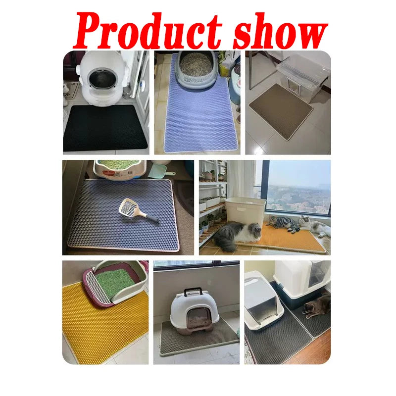 Waterproof Double-Layer Cat Litter Mat – Foldable Urine-Proof Litter Trapping Carpet for Cats