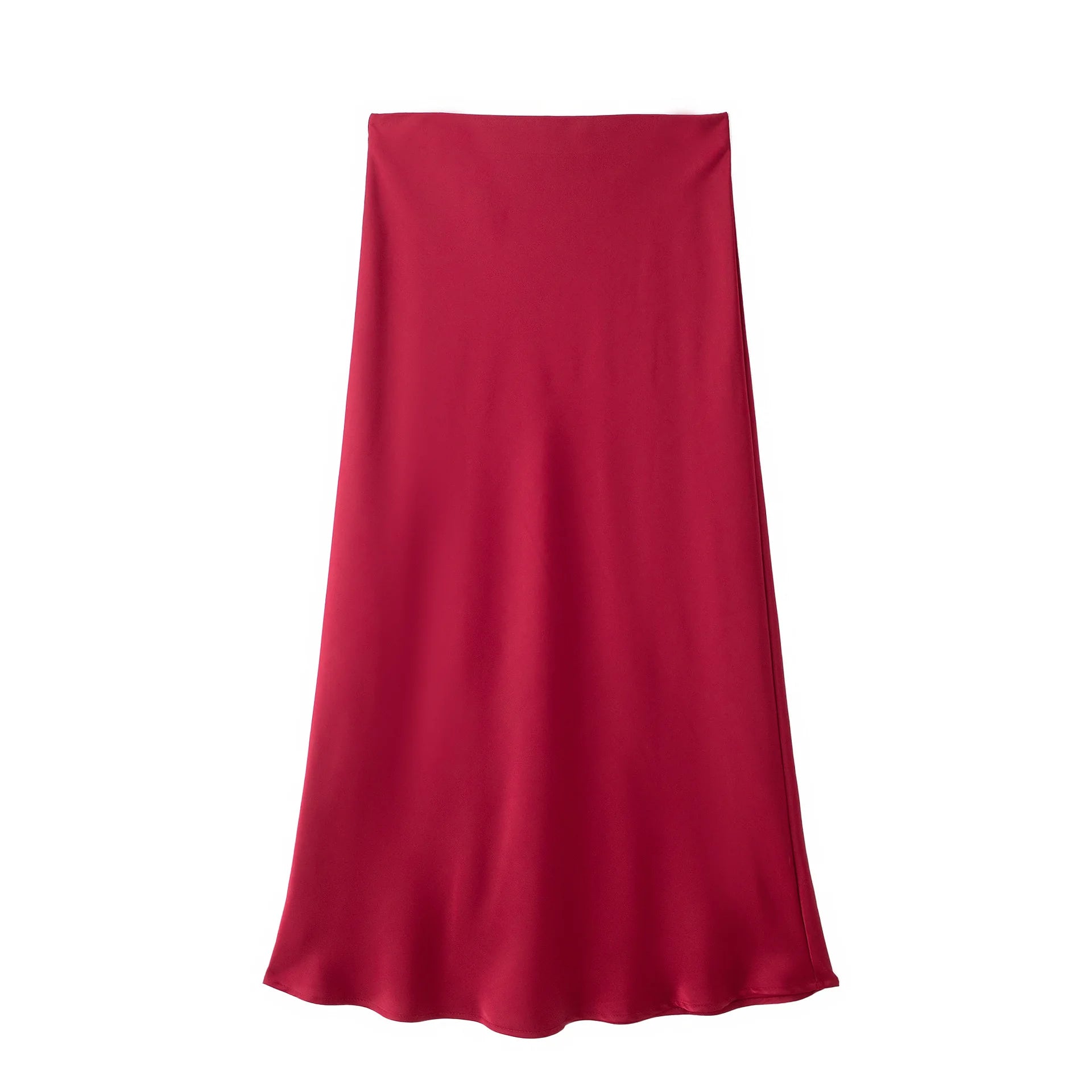 Women’s Satin Midi Skirt – High Waist Elegant Long Skirt for Summer