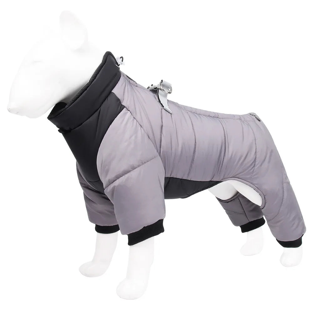 Reflective Four-Legged Dog Winter Coat - Rainproof Windproof Overalls