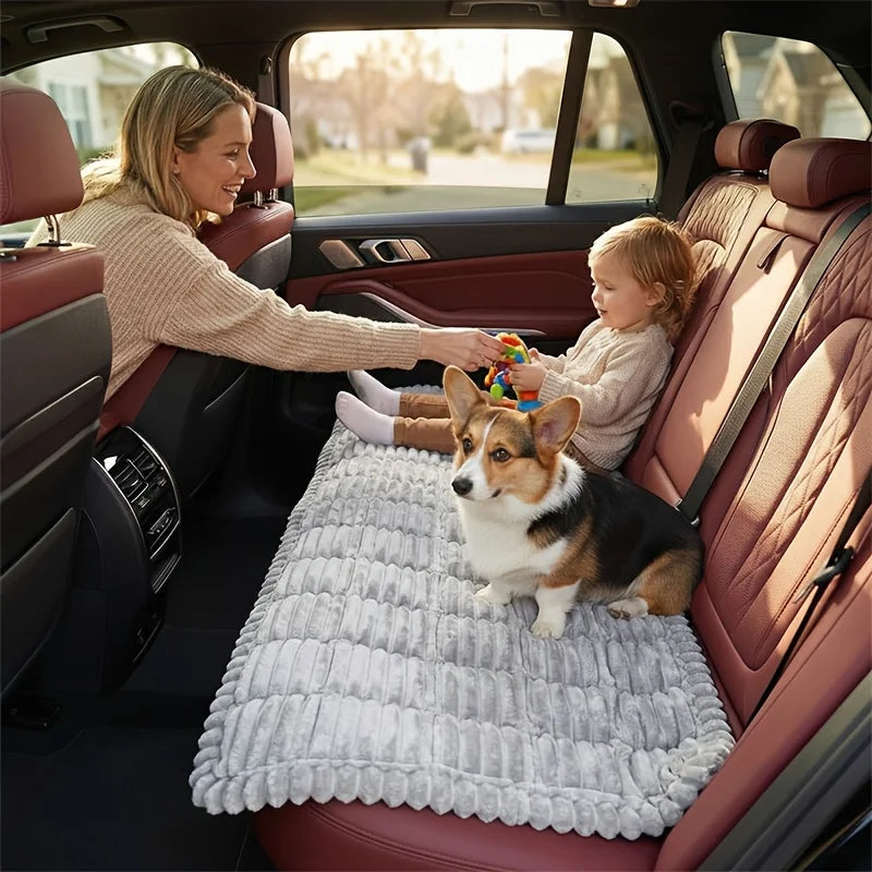 Summer Cooling Striped Dog Car Bed Mat, Washable Trunk Travel Cushion
