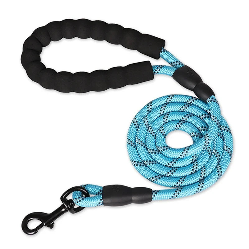 Double Handle Reflective Dog Leash - Heavy Duty Padded Lead for Strong Dogs