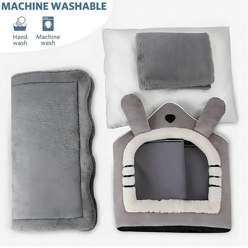 Warm Pet House for Dogs & Cats – Detachable Washable Bed for Small Pets