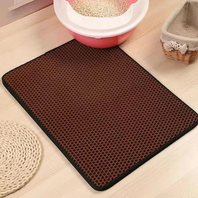 Double-Layer Waterproof Cat Litter Mat – Non-Slip Washable Trapping Pad