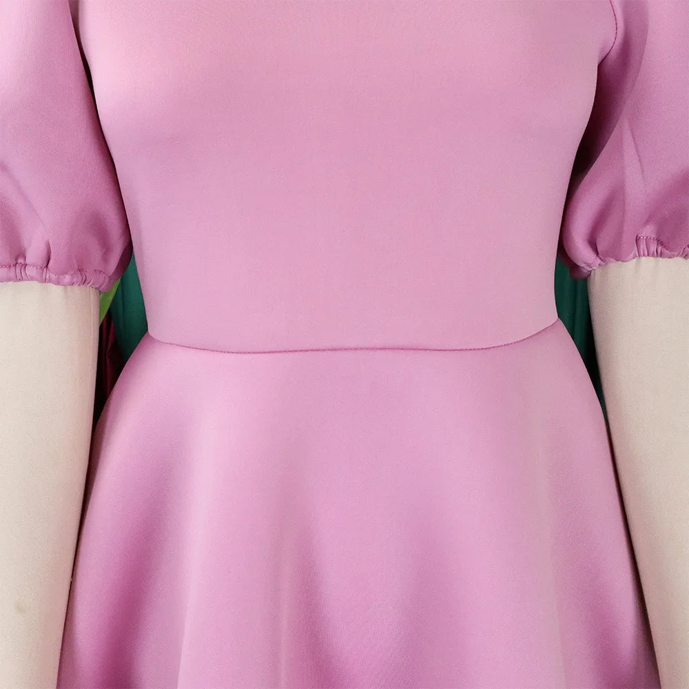 Elegant Dresses for Woman 2024 O Neck Short Sleeve High Waisted Pleated Mid Calf Luxury