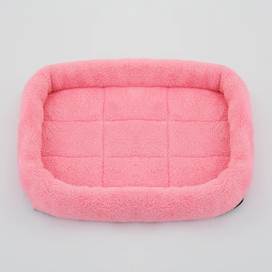 Soft Plush Pet Bed – Square Kennel Cushion for Cats & Dogs