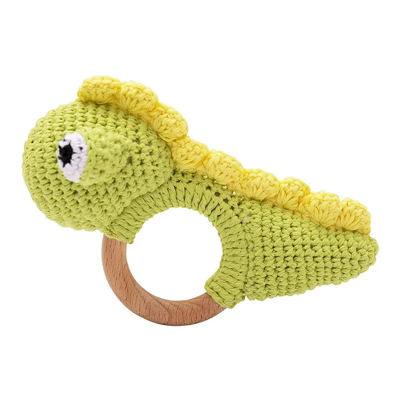 Amigurumi Cartoon Animal Baby Rattle Cute Wooden Ring Handhold Newborn Rattle Toys Handmade Pacifier Clips Kids Educational Toys - PULSE MART
