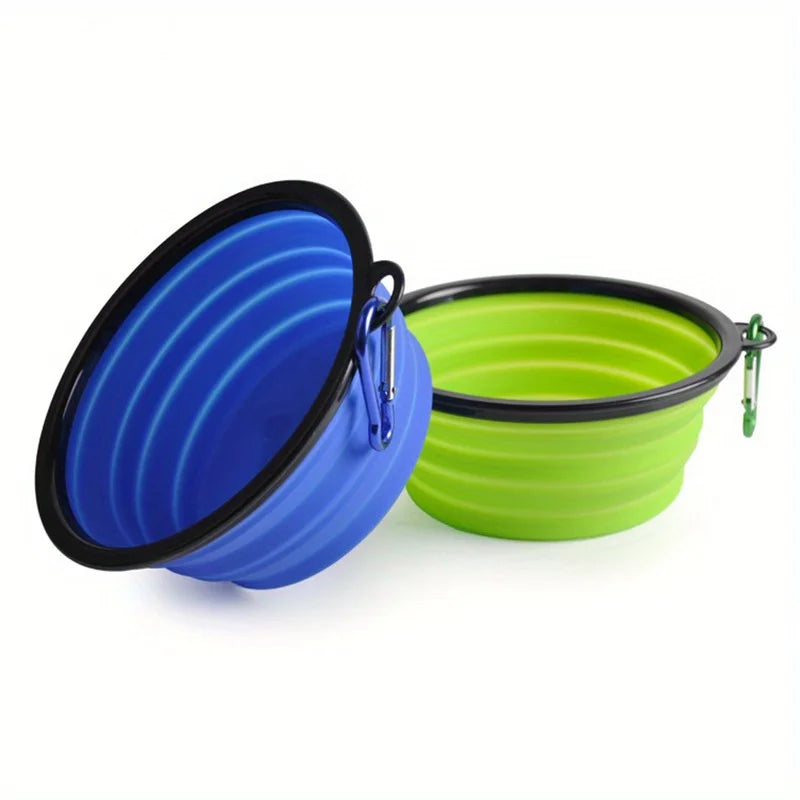 Collapsible Travel Dog Bowl with Lip - Portable Silicone Food & Water Dish