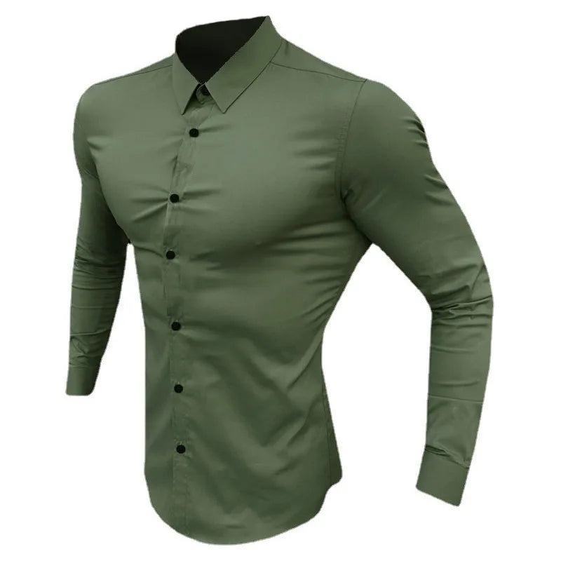 Men's Shirt Fashion Full Sleeve Shirt Men's Muscle Casual Slim-fit Business Dress shirt