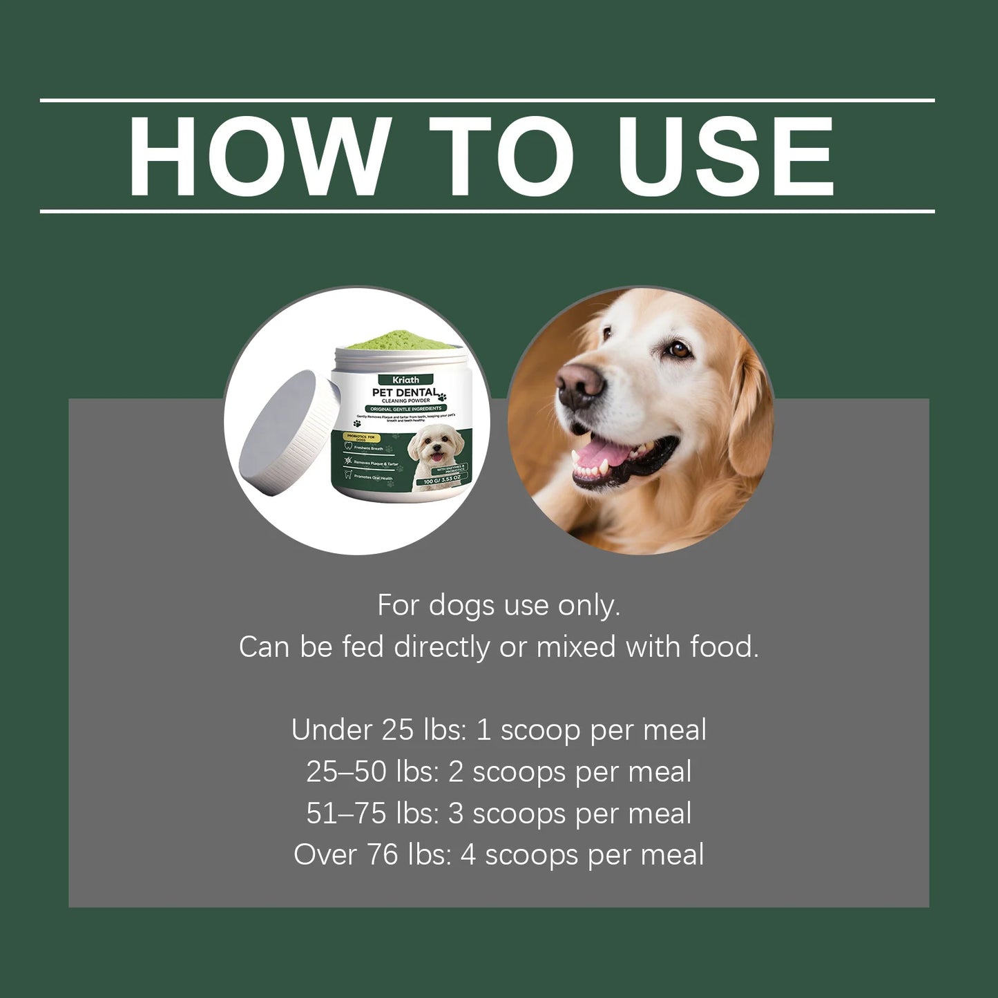 Natural Enzyme Dog Dental Powder - Cat Breath Freshener & Plaque Control