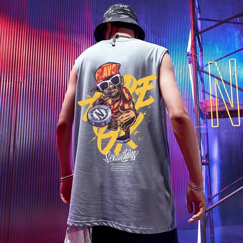 2022 Men’s Summer Hip Hop Tank Top – Casual Sleeveless Streetwear Vest, Loose Fit