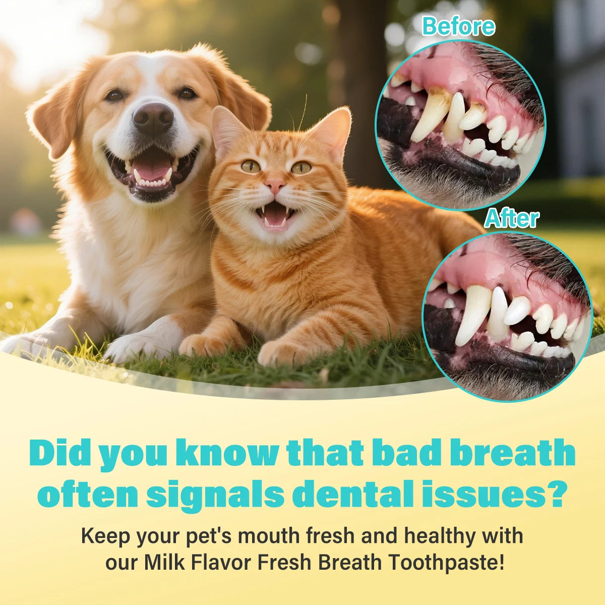Dog & Cat Dental Care Kit - Fresh Milk Toothpaste & Deep Clean Toothbrush