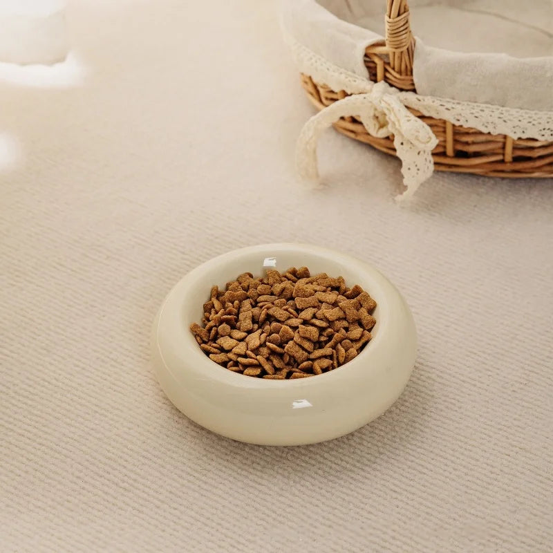 Ceramic Donut Cat Bowl – Non-Slip Anti-Tip Cat Food & Water Bowl for Cats & Small Pets