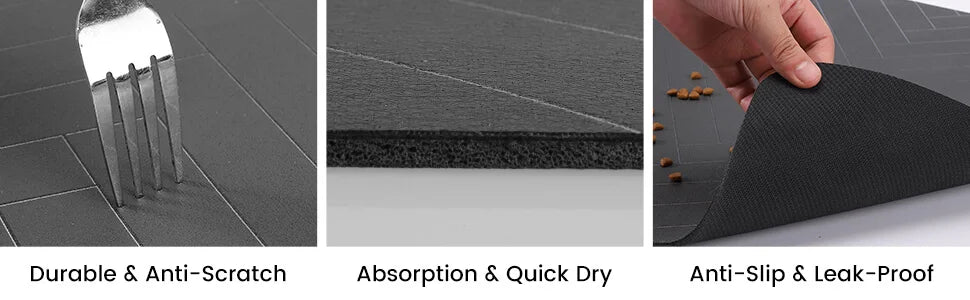 Waterproof Pet Feeding Mat, Absorbent Rubber-Backed Quick-Dry Placemat