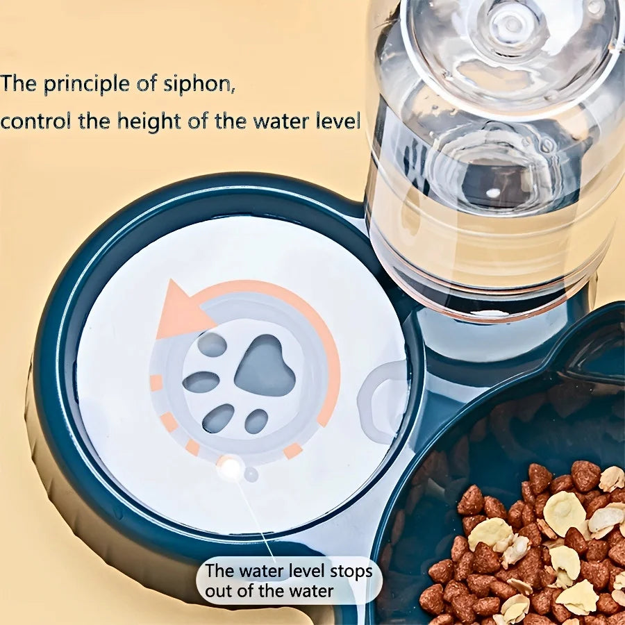3-in-1 Elevated Cat Bowl & Gravity Water Feeder – Tilted Food & Water Bowl Set for Cats & Small Dogs