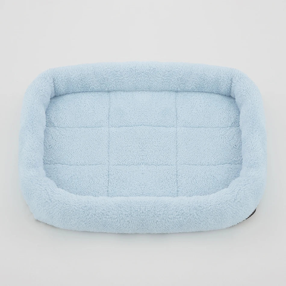Soft Plush Pet Bed – Square Kennel Cushion for Cats & Dogs