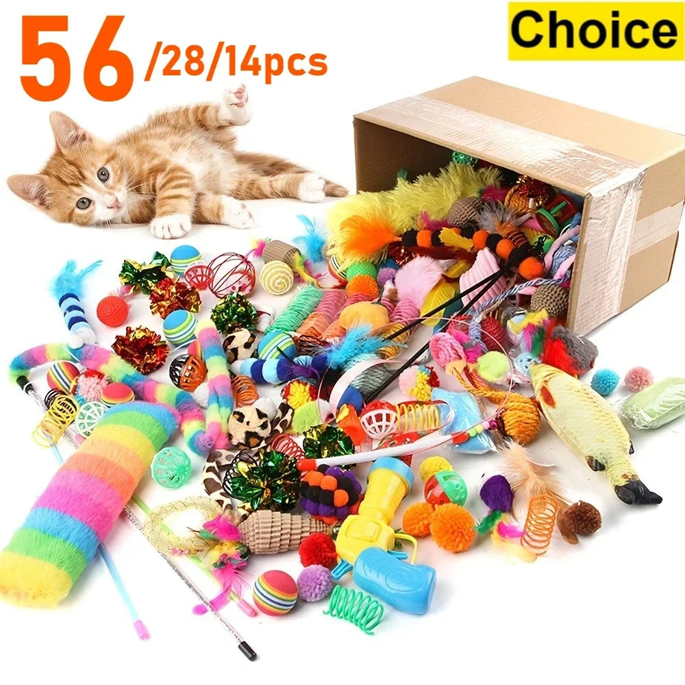 Cat Toys Variety Pack – 14, 28 & 56 Piece Interactive Toy Set for Cats & Kittens