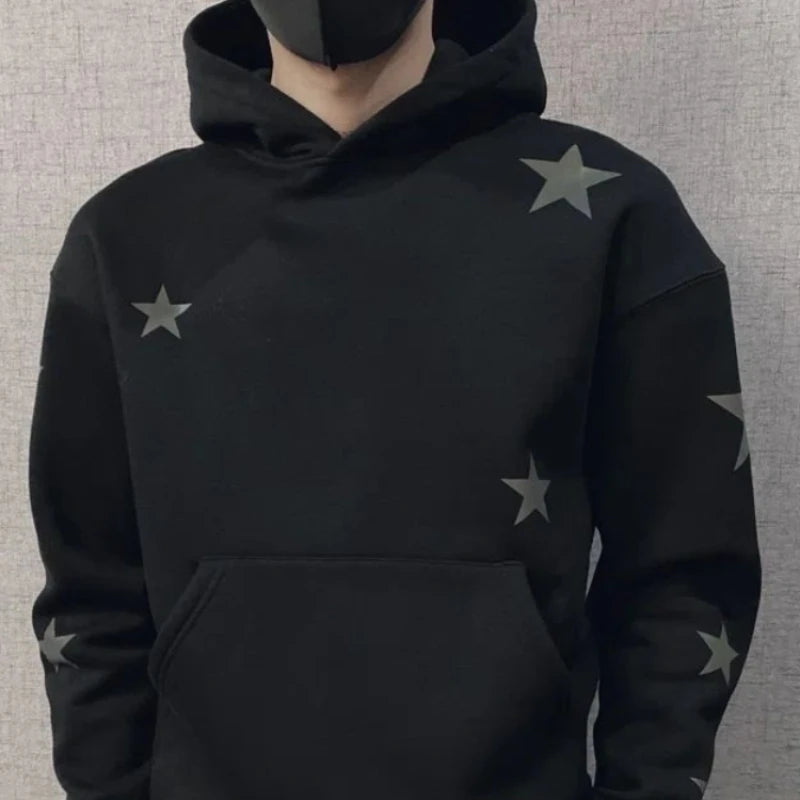 Hoodies Graphic Sweatshirt for Men Black Hip Hop Male Clothes Loose Luxury Aesthetic