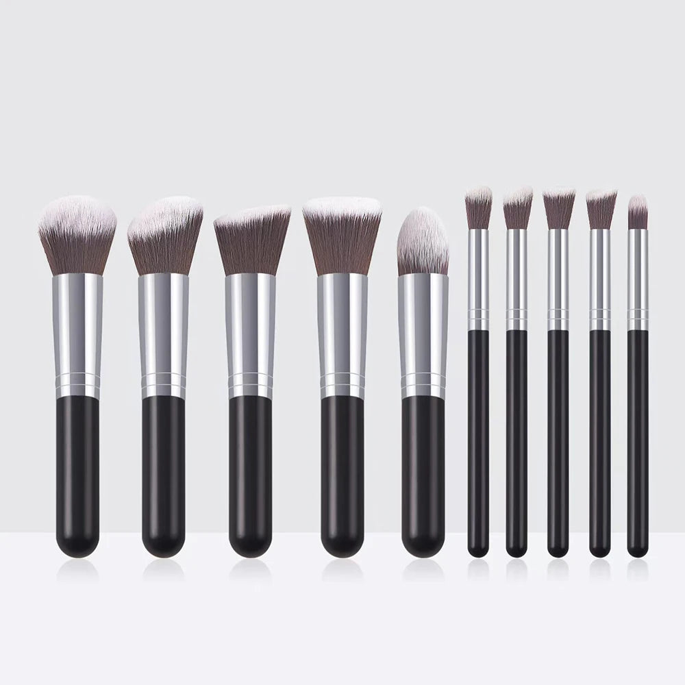 10-Piece Mini Makeup Brush Set - Essential Face Makeup Tools for Women - PULSE MART