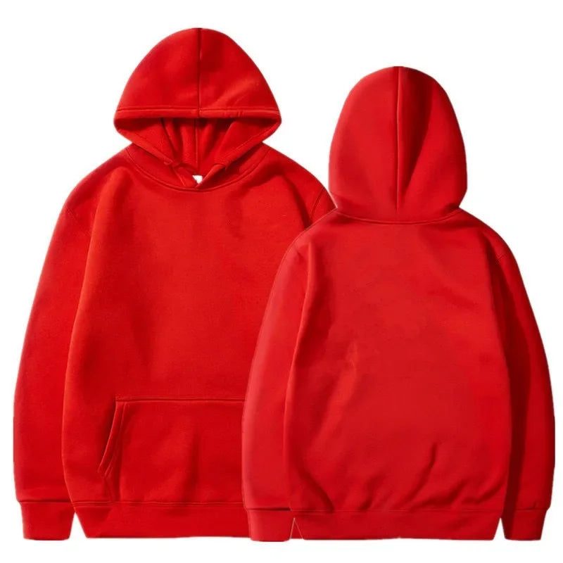 Hoodies Men Women Red Hoodies Autumn Long Sleeve Pullover Tops Casual Pocket Hoodies