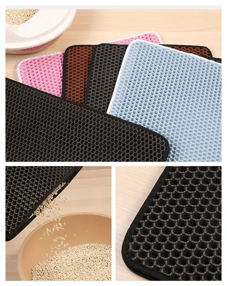 Double-Layer Waterproof Cat Litter Mat – Non-Slip Washable Trapping Pad