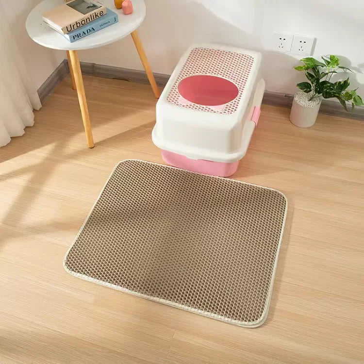 Double-Layer Waterproof Cat Litter Mat – Non-Slip Washable Trapping Pad