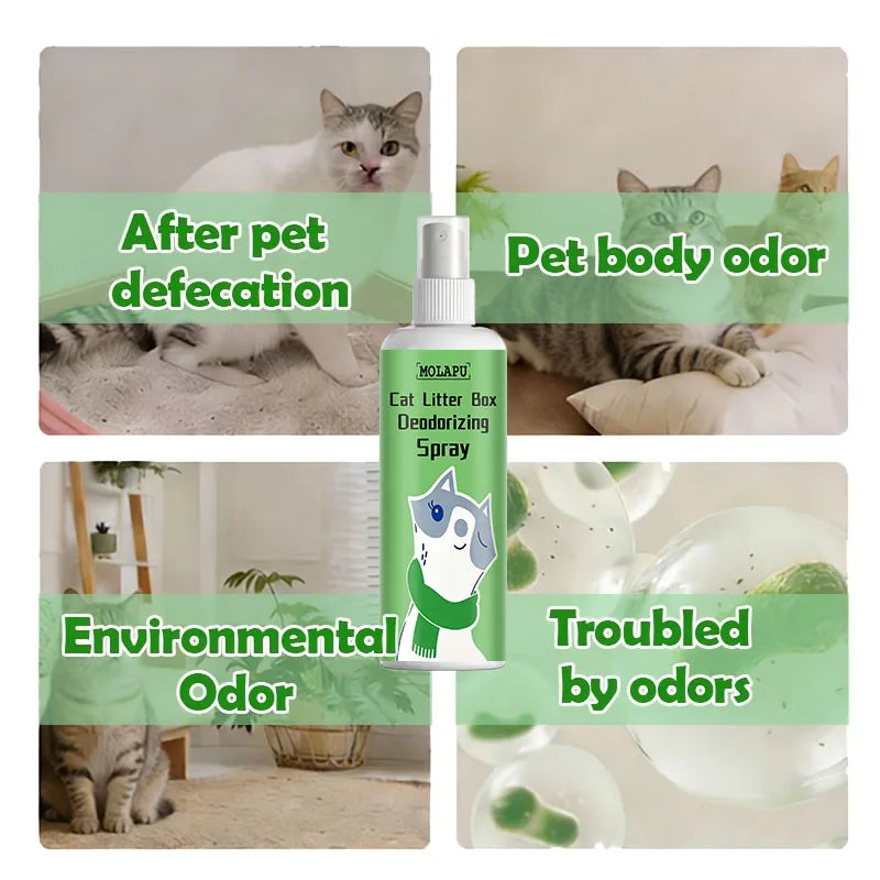 Cat Litter Deodorizing Spray – Multi-Purpose Odor Eliminator for Litter Boxes & Pet Areas
