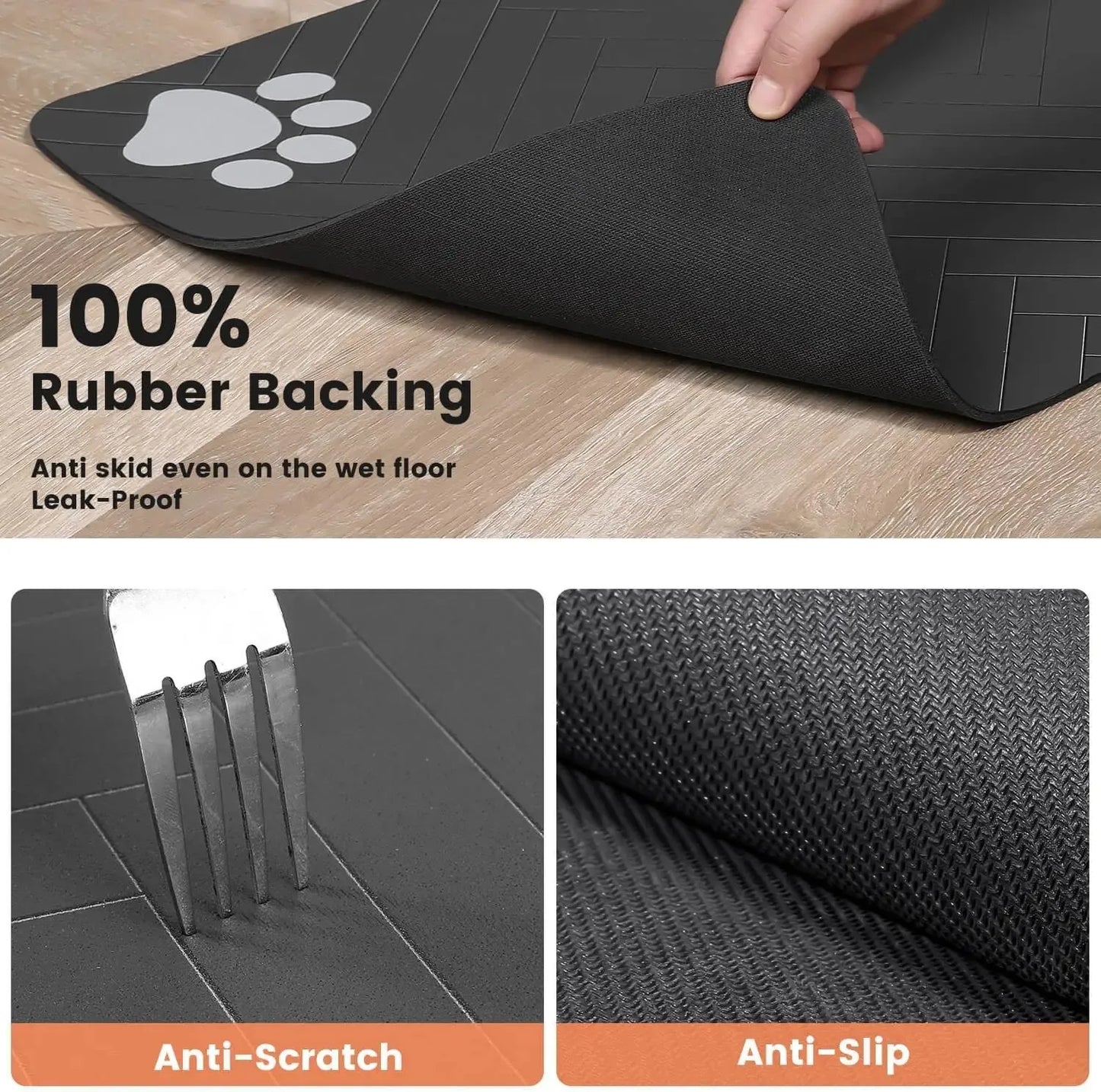 Waterproof Pet Feeding Mat, Absorbent Rubber-Backed Quick-Dry Placemat