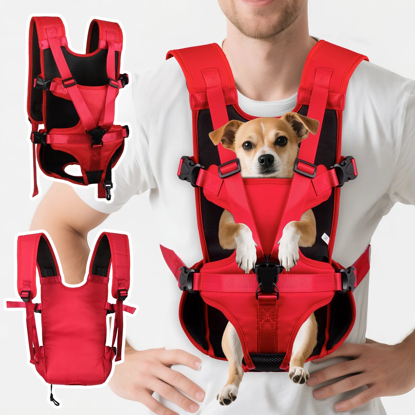 Dog Front Carrier Backpack, Adjustable Dog Chest Carrier Backpack,Dog Carriers for Small Dogs & Cats Hiking Camping Travel