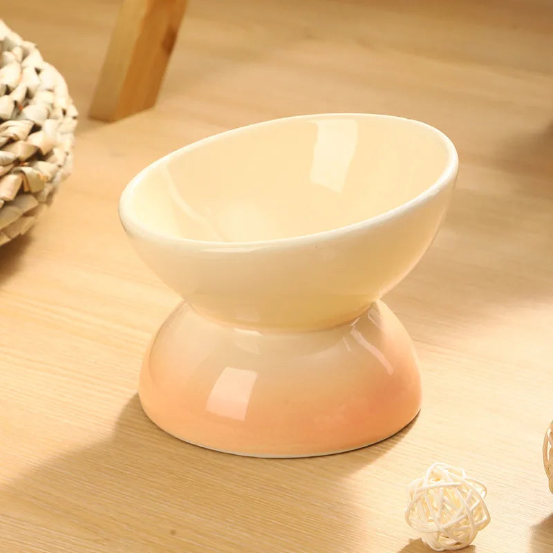 Ceramic Elevated Cat Bowl – Tilted Food & Water Bowl, Dishwasher & Microwave Safe