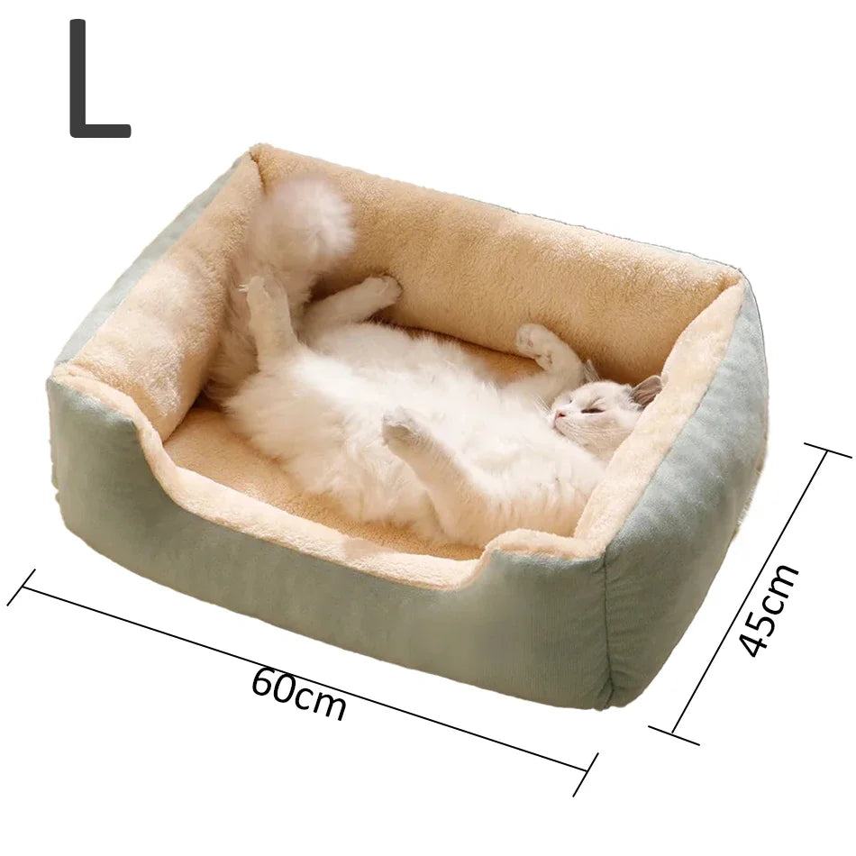 Plush Cat Bed Cushion Basket, Cozy Kitten House & Habitat