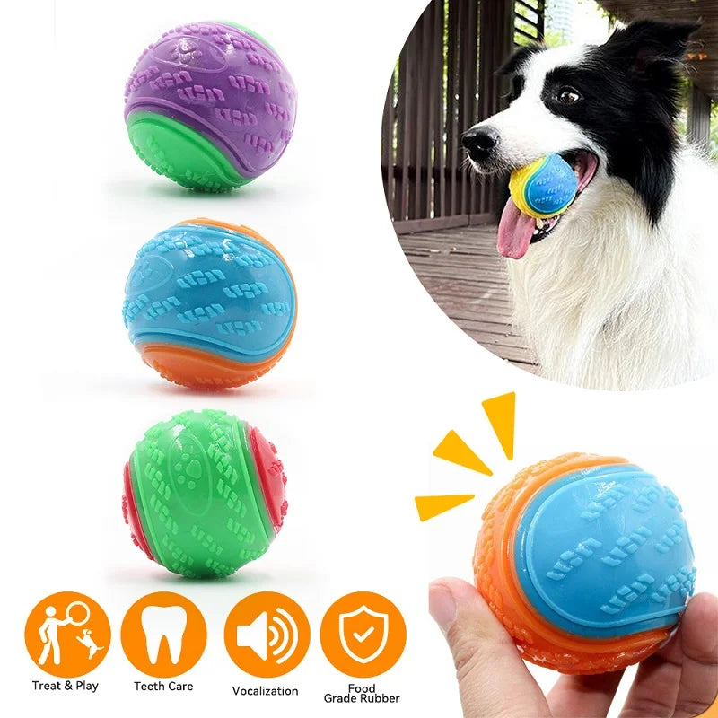Interactive Squeaky Dog Ball - Soft TPR Teeth Cleaning Toy