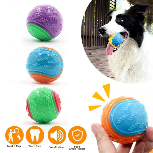 Interactive Squeaky Dog Ball - Soft TPR Teeth Cleaning Toy