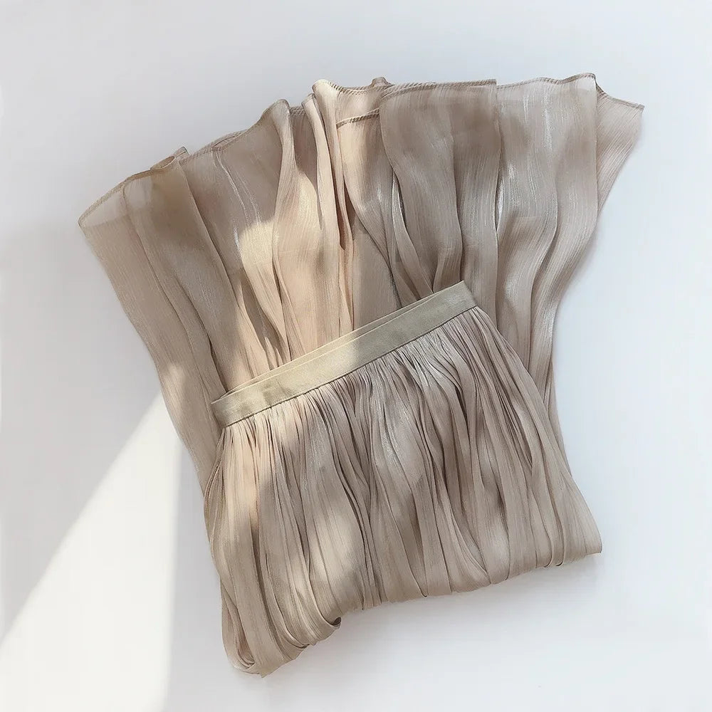 Women’s Summer Pleated A-Line Skirt – High Waist Slim Long Skirt, Elegant Streetwear