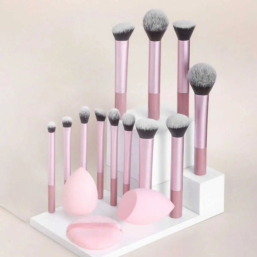 12-Piece Multi-Functional Makeup Brush Set with Sponge - Complete Collection for Foundation, Eyeshadow - PULSE MART