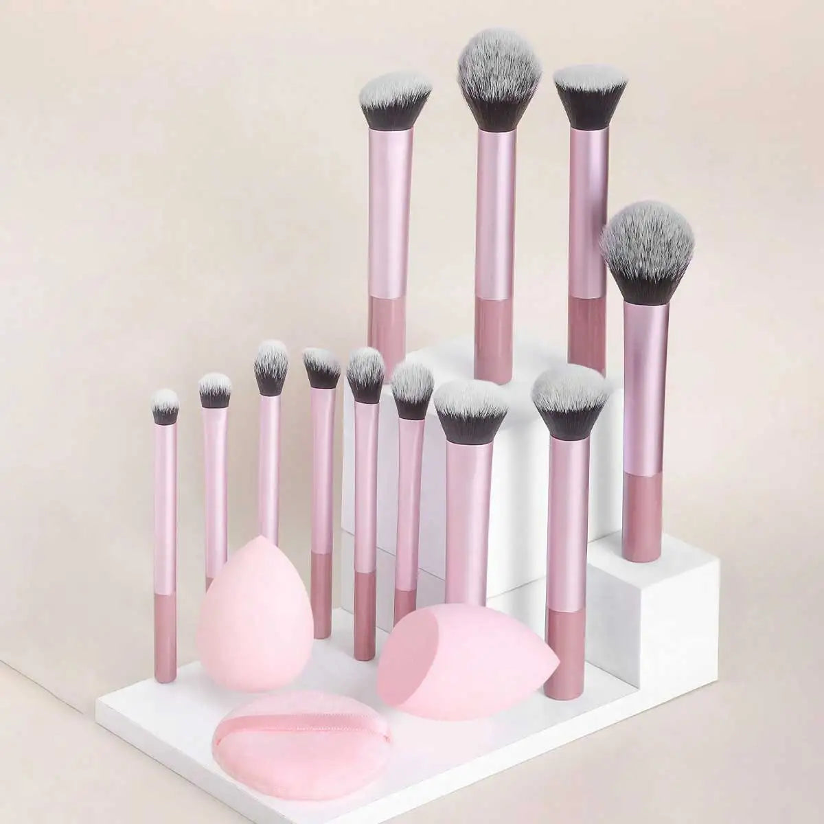 12-Piece Multi-Functional Makeup Brush Set with Sponge - Complete Collection for Foundation, Eyeshadow - PULSE MART