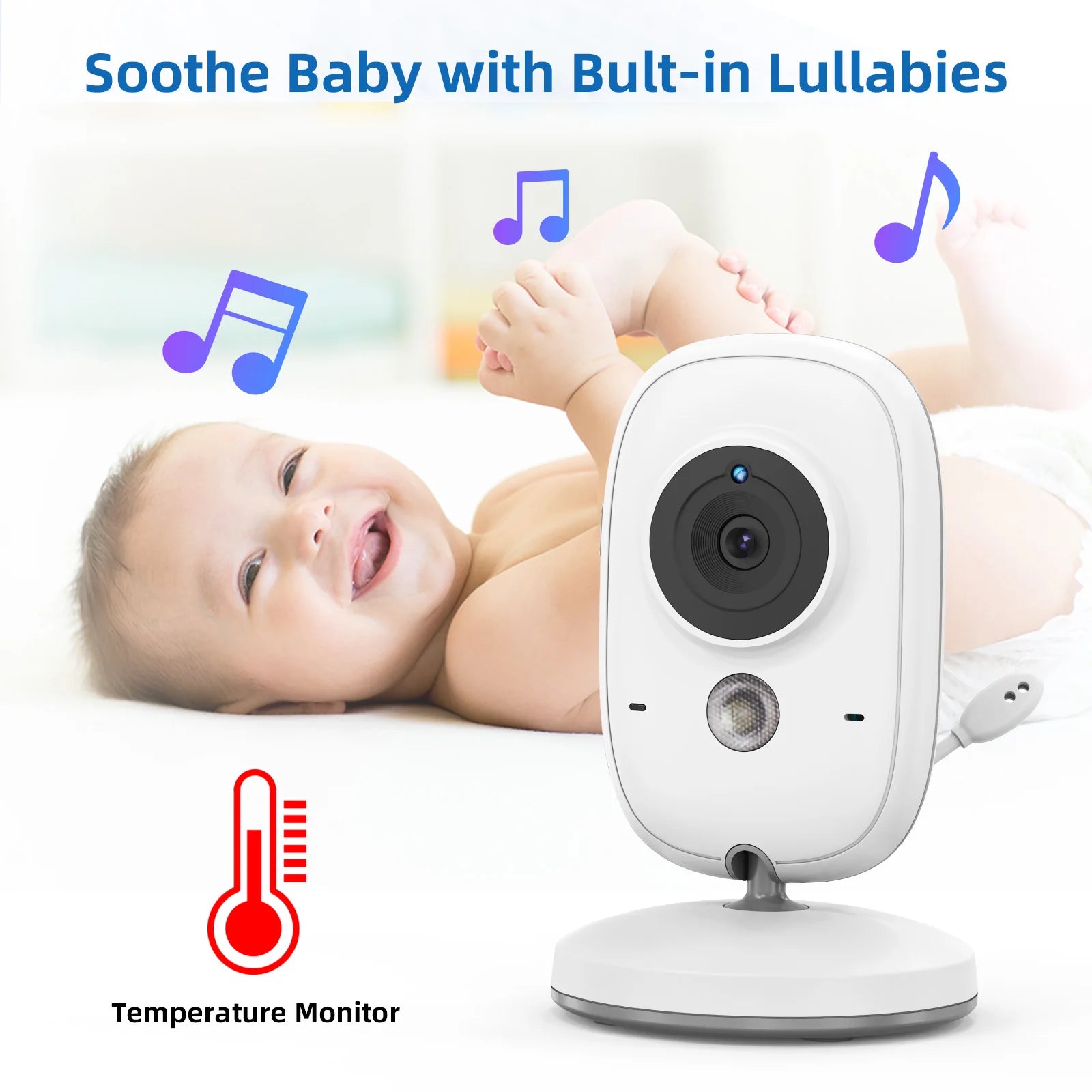 TakTark 3.2 Inch Wireless Video Baby Monitor With Lullabies Auto Night Vision Two Way Intercom Temperature Monitoring Babysitter - PULSE MART