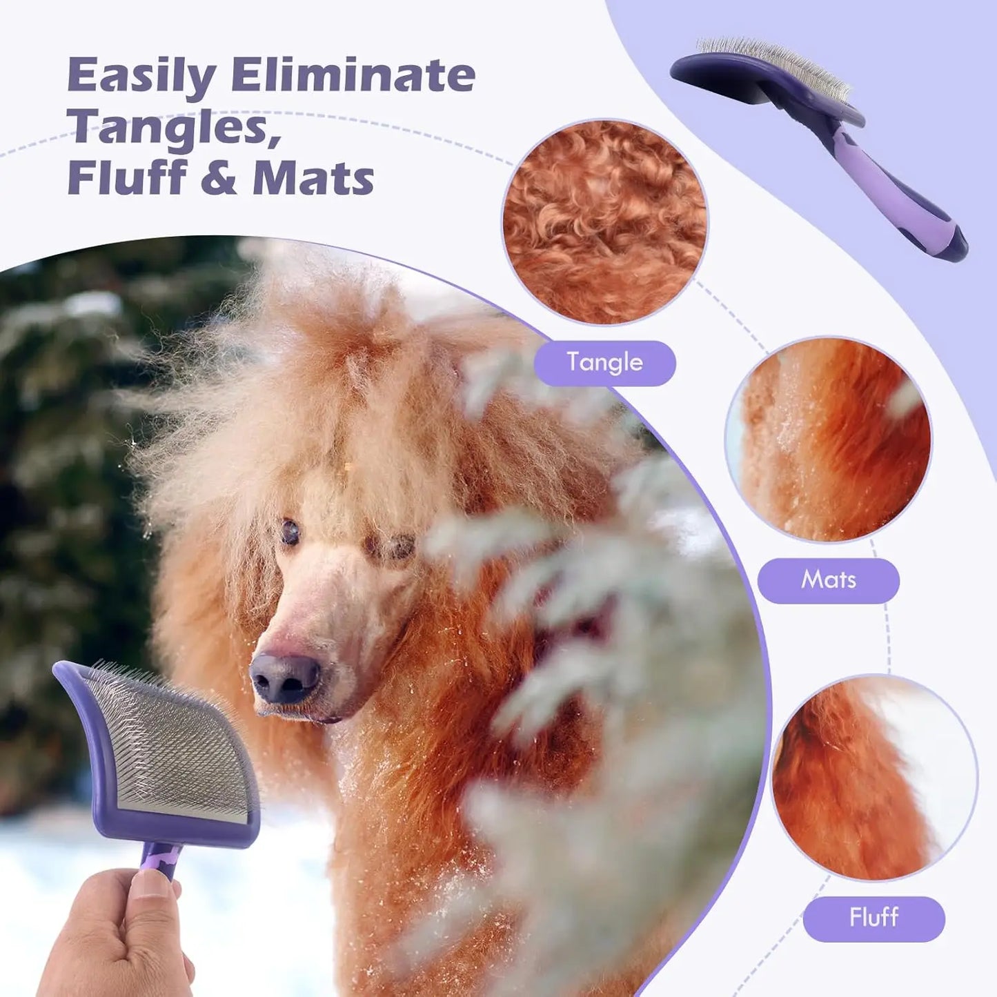Professional Pet Dematting Slicker Brush - Detangling Grooming Tool