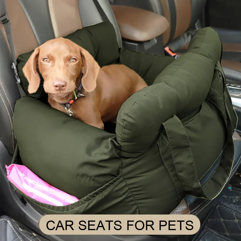 Dog Car Seat with Safety Belt, Washable Non-Slip Pet Booster Bed