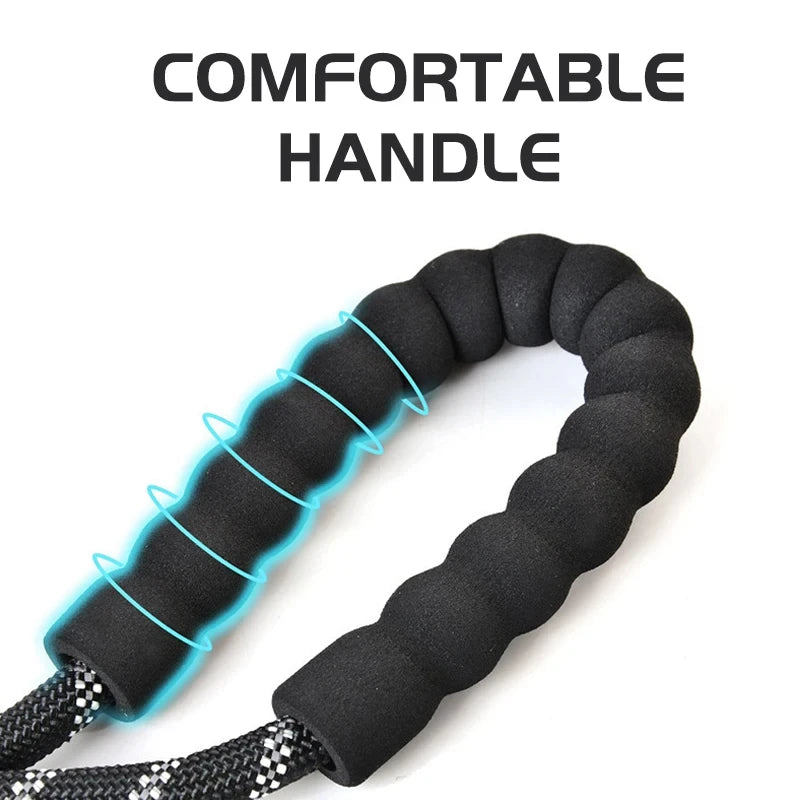 Double Handle Reflective Dog Leash - Heavy Duty Padded Lead for Strong Dogs