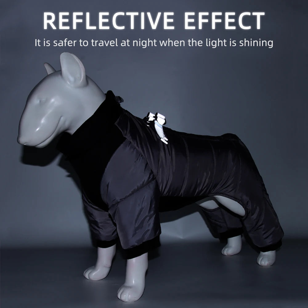 Reflective Four-Legged Dog Winter Coat - Rainproof Windproof Overalls
