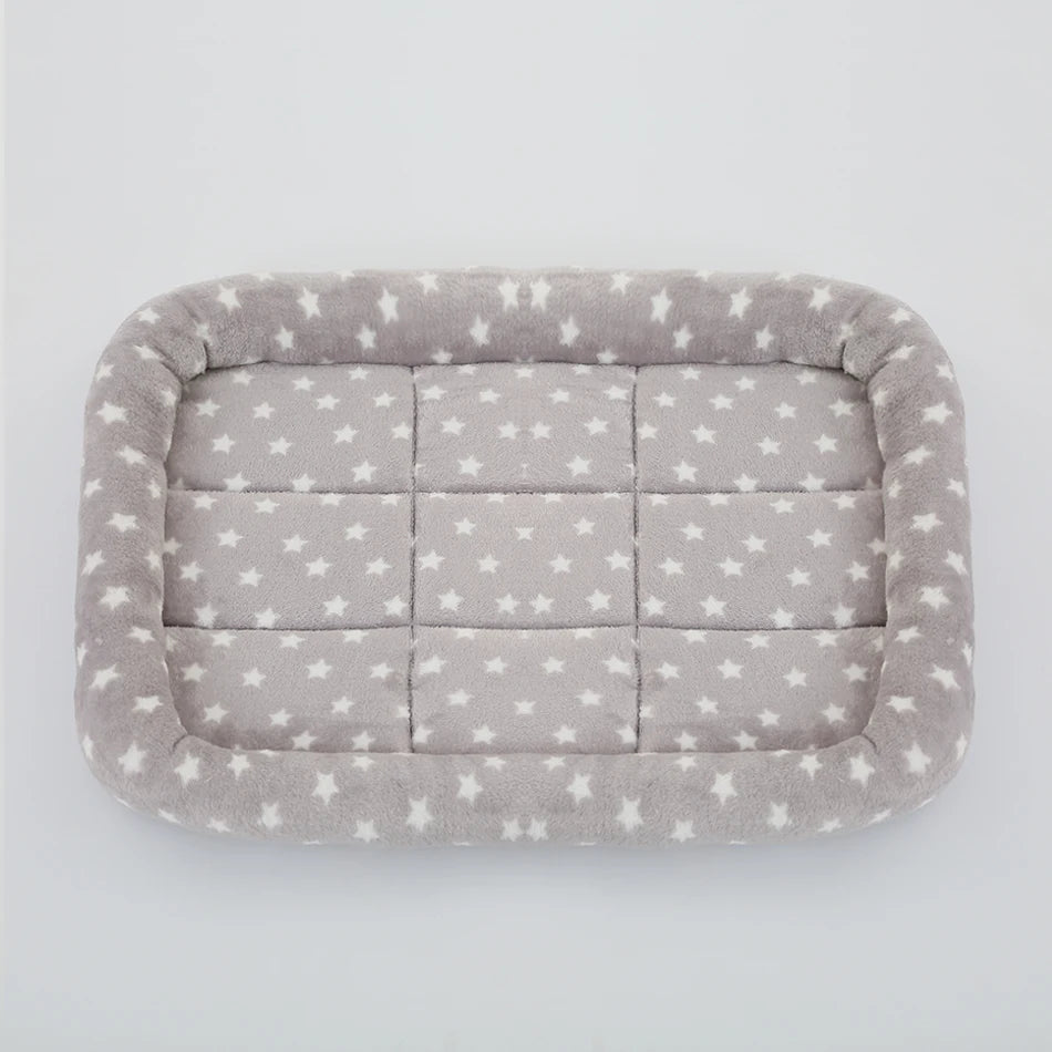 Soft Plush Pet Bed – Square Kennel Cushion for Cats & Dogs
