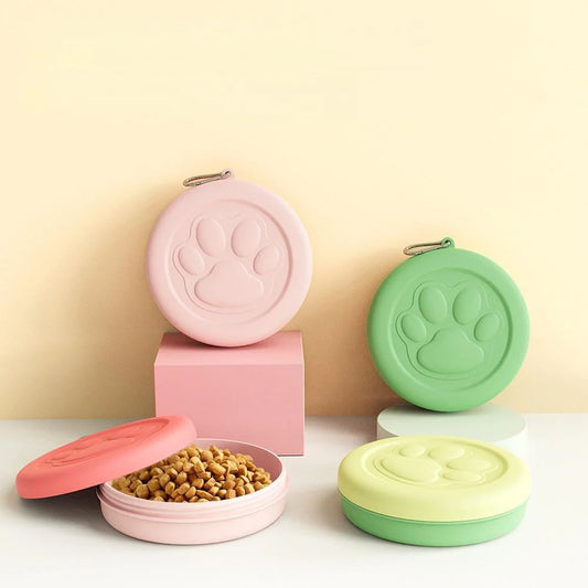2-in-1 Portable Outdoor Pet Bowl - Travel Food & Water Dish with Treat Compartment